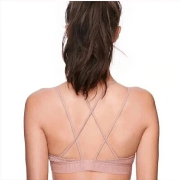 Victoria's Secret PINK Bralette Bra Pink Silver Metallic Strappy Size Small - Picture 2 of 10